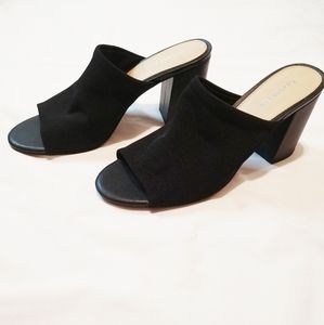 Gianni Bini Black Backless Open Toe Clog Heels